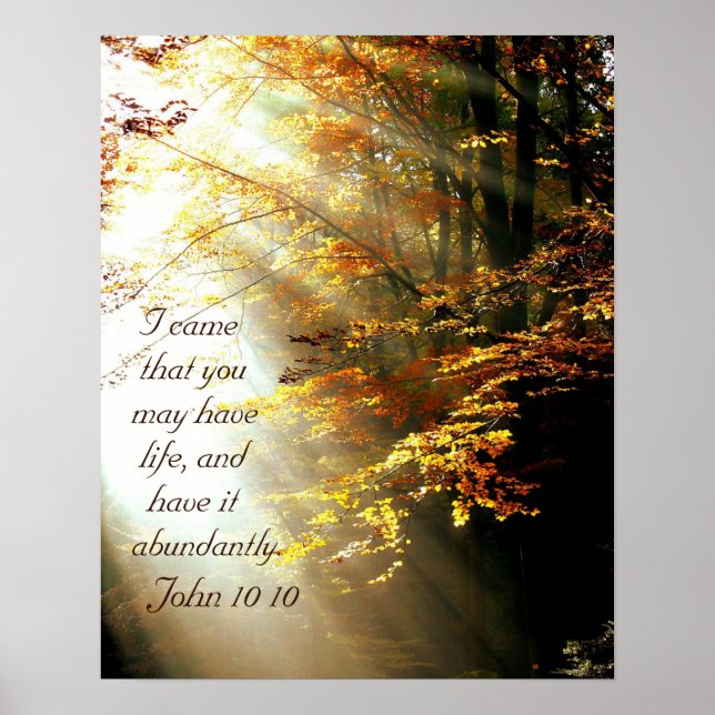 Inspirational Bible Verse John 10 10 Herbstlaub Poster (Vorne)