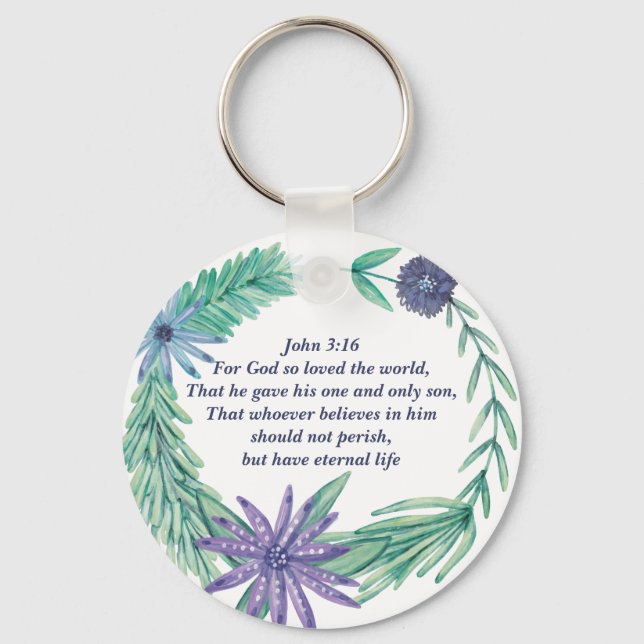 Inspirational Bible Verse John 3:16 Niedlich Chris Schlüsselanhänger (Vorderseite)