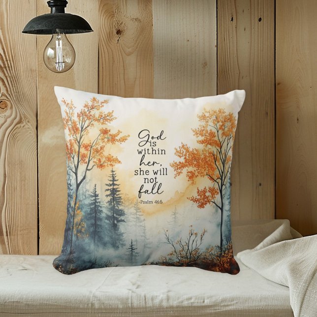 Inspirational Bible Verse Psalm 46:5 Autumn Pillow Kissen (Von Creator hochgeladen)