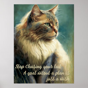 Inspirational Cat Poster With Productivity Quote
