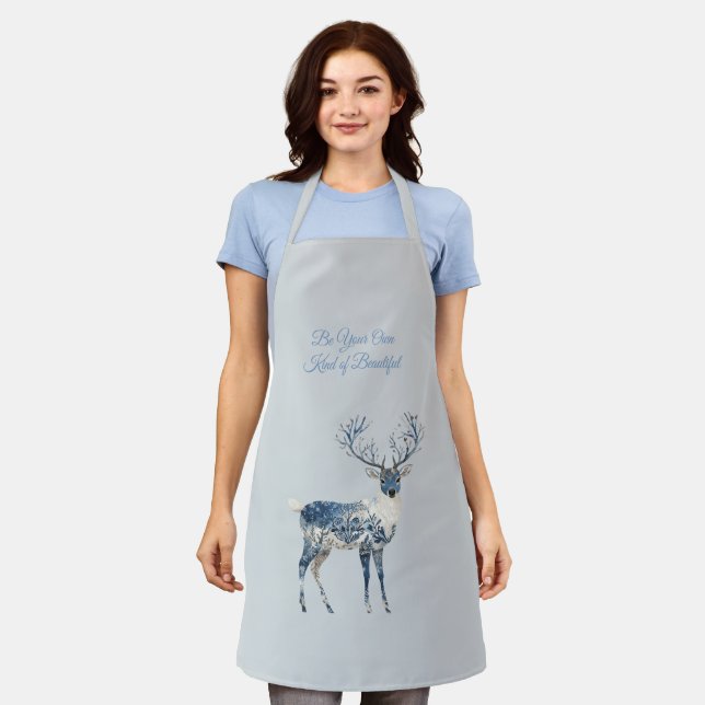 Inspirational Christmas Blue White Chic Deer Fox Schürze (Getragen)