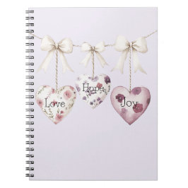 Inspirational Floral Love Hope Joy Hearts Bow Notizblock