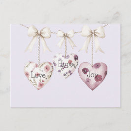 Inspirational Floral Love Hope Joy Hearts Bow Postkarte