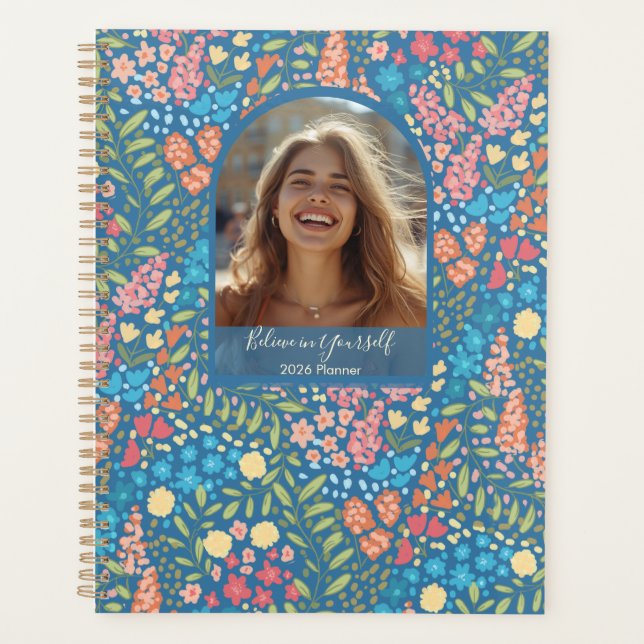 Inspirational Floral Photo Weekly Monthly Planner Planer (Vorderseite)