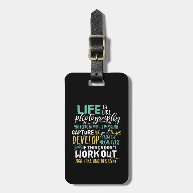 Inspirational Fotogray Life Quote Fotograf Gepäckanhänger (Vorderseite vertikal)