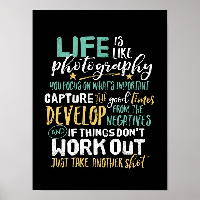 Inspirational Fotogray Life Quote Fotograf Poster (Vorne)
