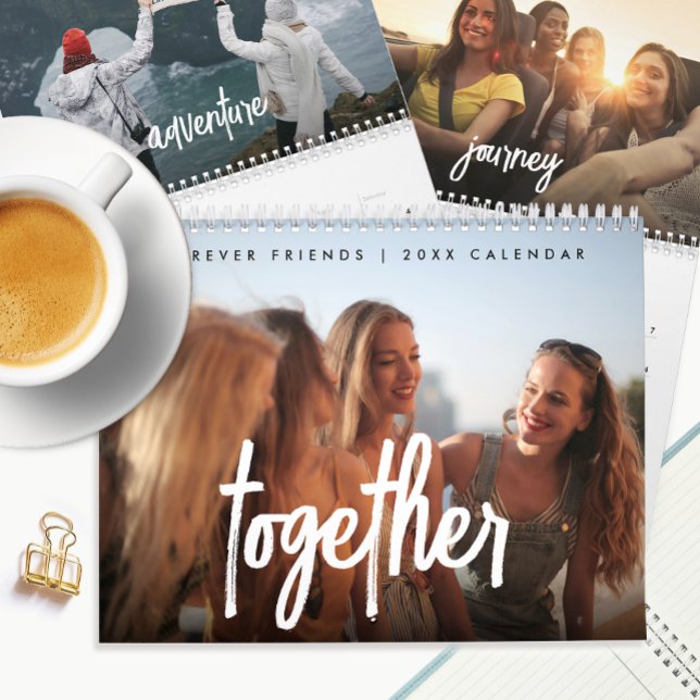 Inspirational Friends Family Modernes Script-Foto Kalender (Von Creator hochgeladen)
