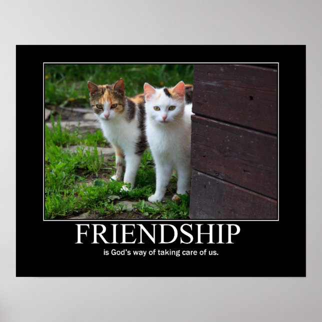Inspirational Friendship Cat Artwork Poster (Vorne)