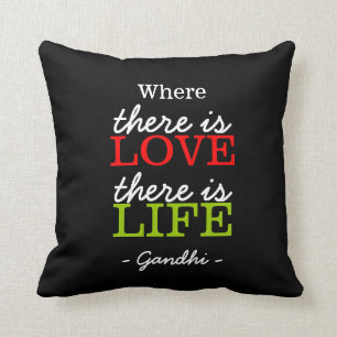 Inspirational Gandhi Zitat Schwarz-weiß Kissen