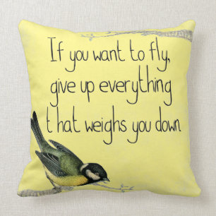 Inspirational gelbes Kissen des hübschen Vogels