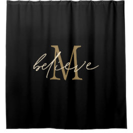 Inspirational Gold Monogram als erstes Schwarz gla Duschvorhang