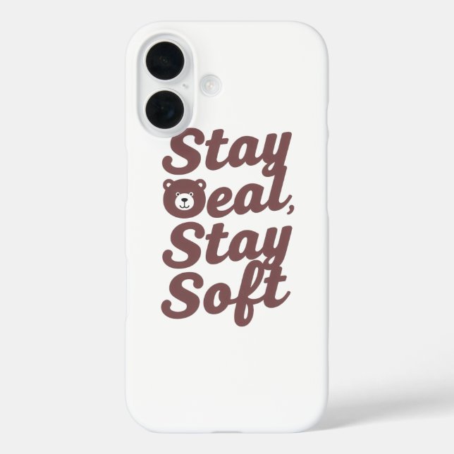 Inspirational Kindness Quote with Cozy Bear iPhone 16 Hülle (Rückseite)