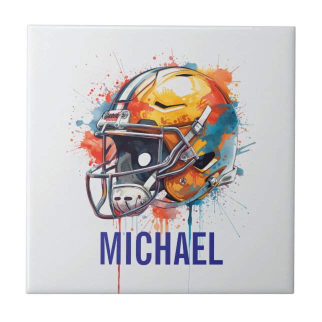 Inspirational Motivational Football Helmet Name Fliese (Vorderseite)