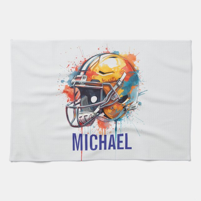 Inspirational Motivational Football Helmet Name Geschirrtuch (Horizontal)