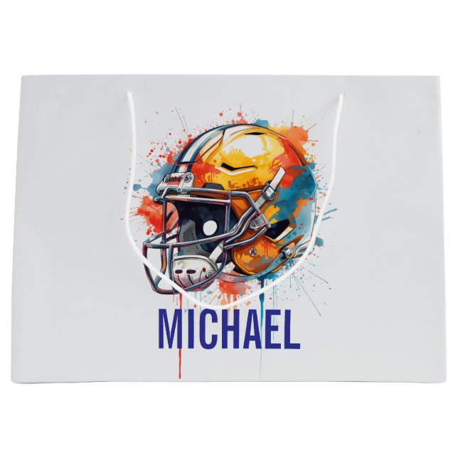 Inspirational Motivational Football Helmet Name Große Geschenktüte (Vorderseite)