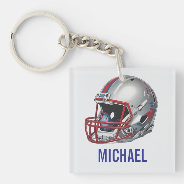 Inspirational Motivational Football Helmet Name Schlüsselanhänger (Vorderseite)