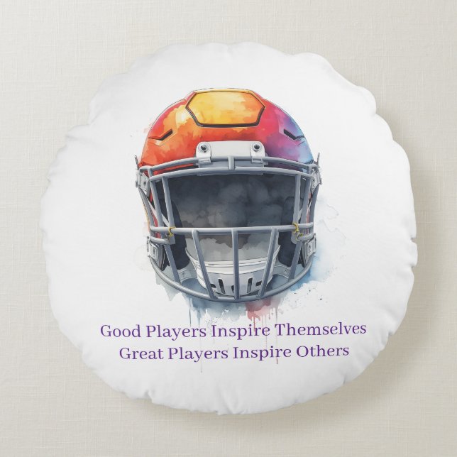 Inspirational Motivational Football Helmet  Rundes Kissen (Vorderseite)