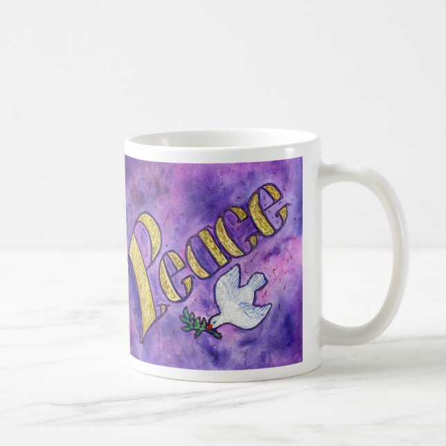 Inspirational Peace Word Art Kaffeemübel Kaffeetasse (Rechts)