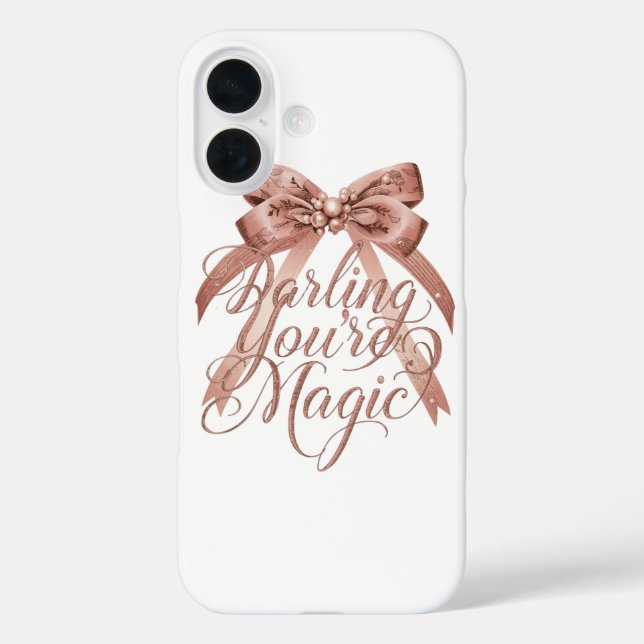 Inspirational Rose Gold Script with Bow iPhone 16 Hülle (Rückseite)