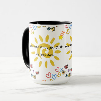 Inspirational Sun & Butterflies Doodle Pattern Com Tasse