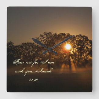 Inspirational wall clock with beautiful sunrise quadratische wanduhr