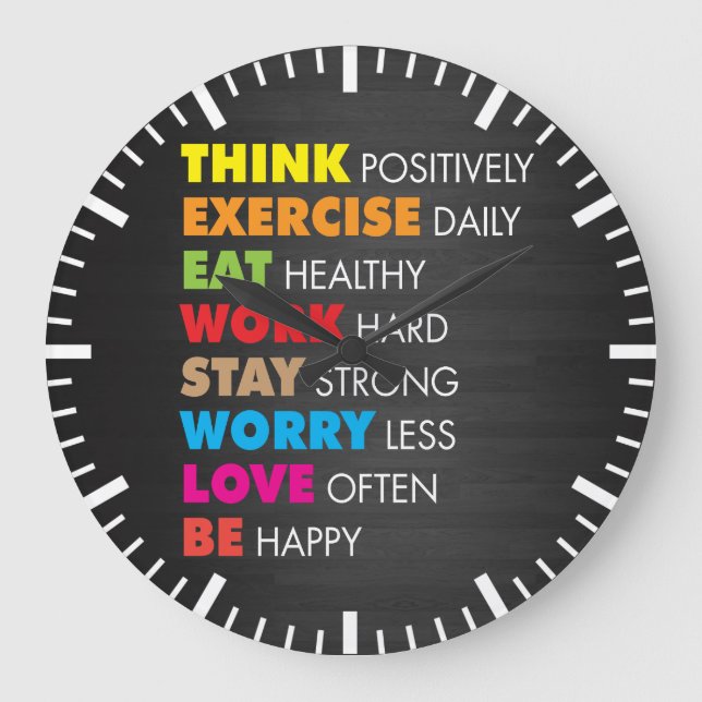 Inspirational Wörter - motivierend Große Wanduhr (Vorderseite)