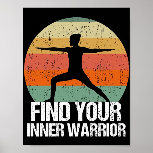 Inspirational Yoga Warrior Sunset Quote Poster (Vorne)