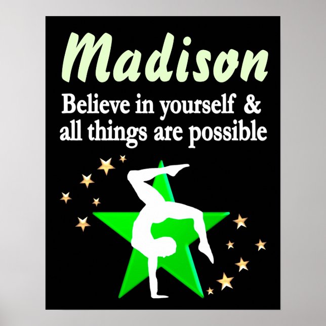 INSPIRATIONELLES GRÜNES PERSONALISIERT GYMNASTICS  POSTER (Vorne)