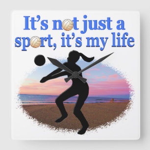 INSPIRATIONELLES VOLLEYBALL IST MEIN LEBENSGESTALT QUADRATISCHE WANDUHR