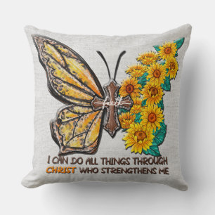 Inspirationsblume/Kreuz/Schmetterling Kissen