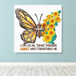 Inspirationsblume/Kreuz/Schmetterling Leinwanddruck