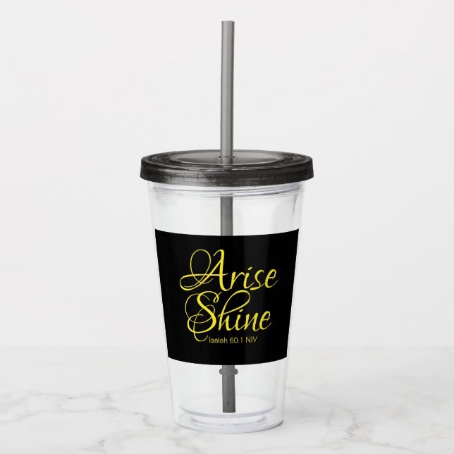 Inspirationserhöhung und Shine Faith Black Acryltrinkbecher (Vorderseite)