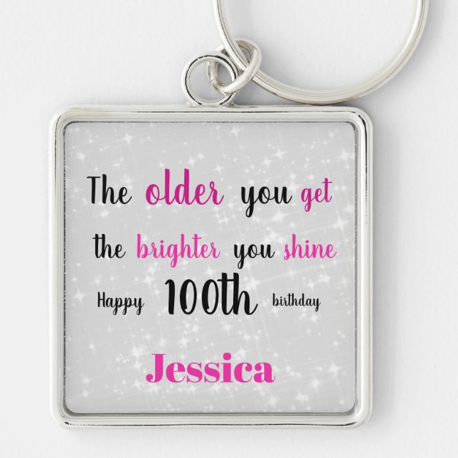 Inspirationshappy 100. Geburtstag Schlüsselanhänger (Vorne)