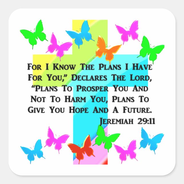 INSPIRATIONSJEREMIAH 29:11 CHRISTLICH QUADRATISCHER AUFKLEBER (Vorderseite)