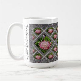 Inspirationskaffee-Tasse mit rosa Proteas Kaffeetasse