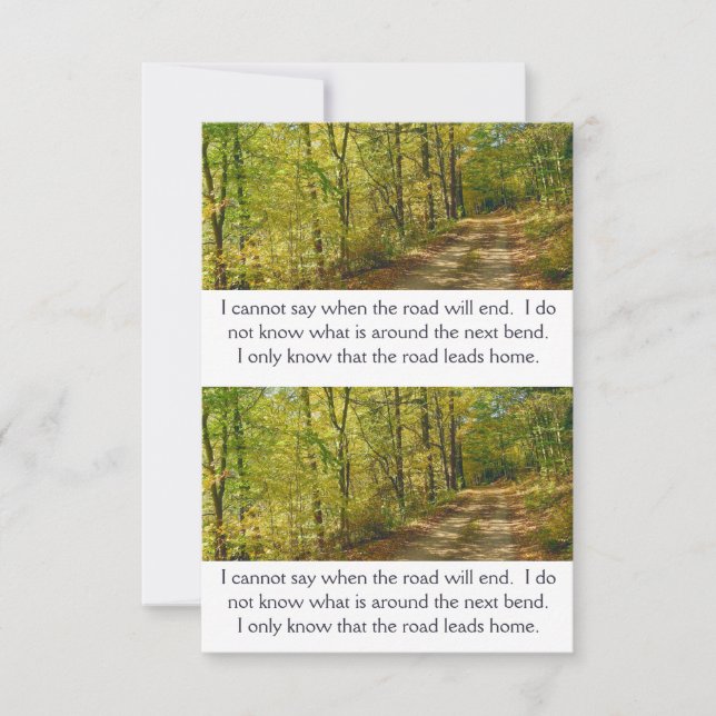 Inspirationskarte für den Autumn Faith Road Save The Date (Vorderseite)