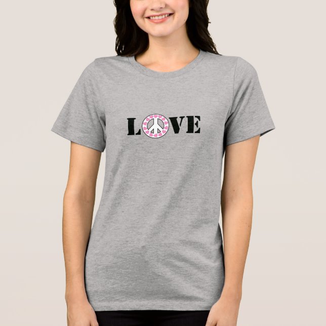 Inspirationspinrote Liebe Friedenshöre Tri-Blend Shirt (Vorderseite)