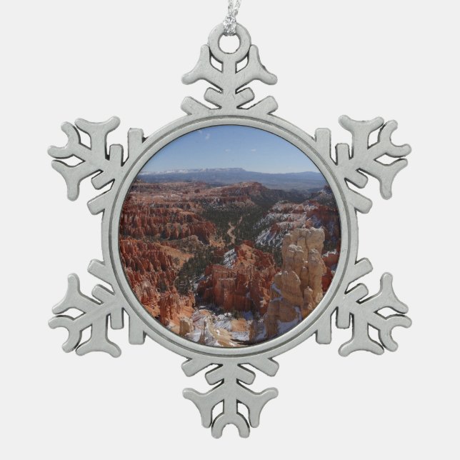 Inspirationspunkt am Bryce Canyon II Schneeflocken Zinn-Ornament (Vorderseite)