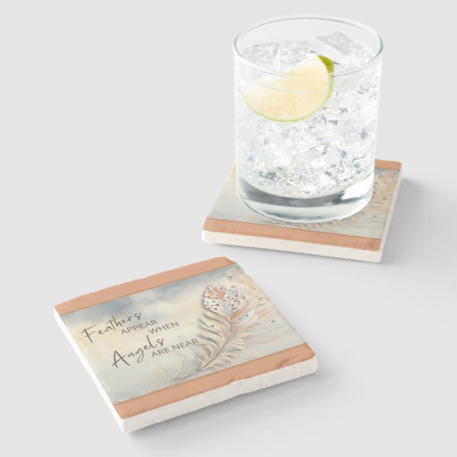 Inspirationsquelle und Angel Zitat Wasserfarbe Steinuntersetzer (Seitenansicht)