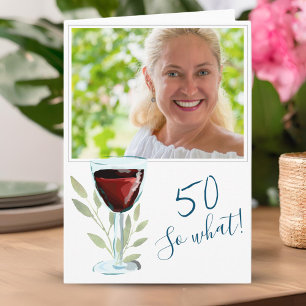 Inspirationsroter Wein 50. Geburtstag Foto Karte