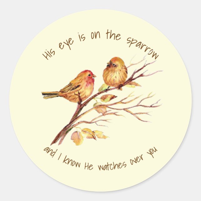Inspirationssatz Sein Auge ist auf dem Sparrow, Runder Aufkleber (Vorderseite)