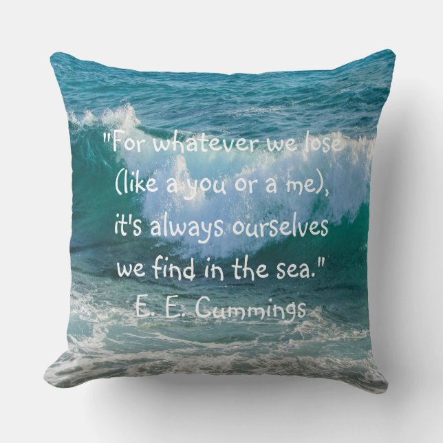 Inspirationsseewelle Nautic E.E. Cummings Zitat Kissen (Vorderseite)