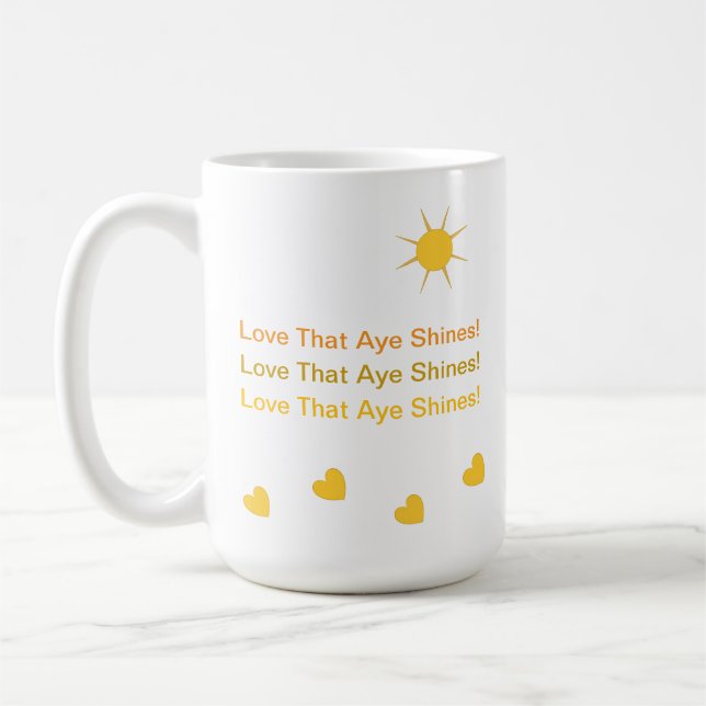 Inspirationssonde strahlende Herzen und Liebe, gel Kaffeetasse (Links)