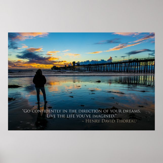 Inspirationssonne am Ozean Thoreau Zitat Poster (Vorne)