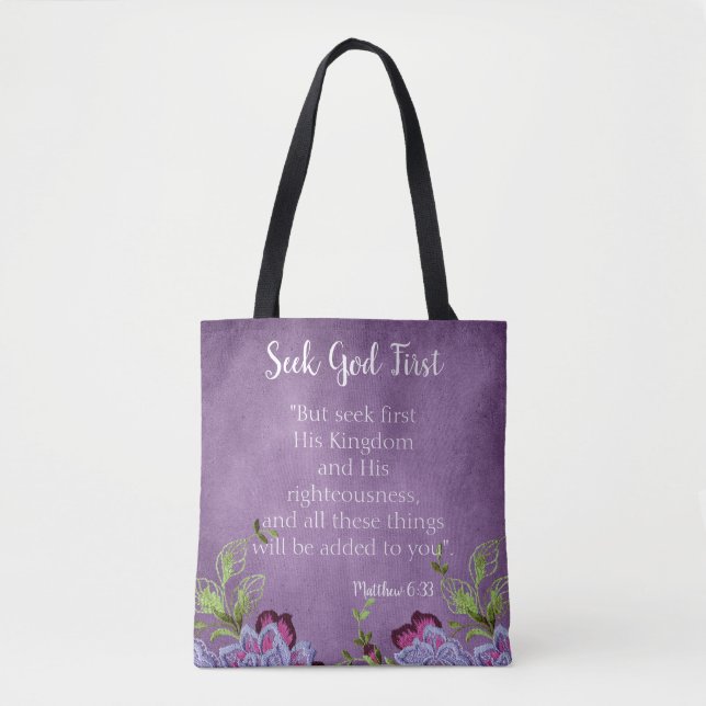 Inspirationssuche Gott Erste Lila Blume Tasche (Vorderseite)