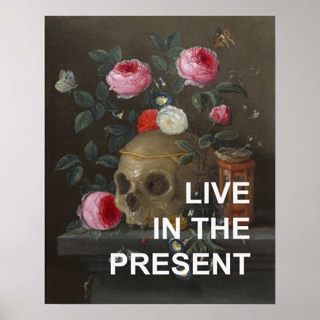Inspirationstext + Memento Mori Malerei Poster (Vorne)
