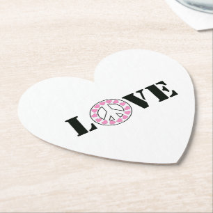 Inspirationsweiße Rosa Liebe Friedensherzen Untersetzer