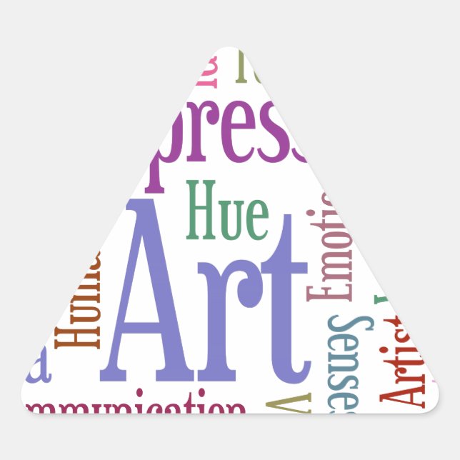 Inspirationswort Kunst des kreativen Künstlers Dreieckiger Aufkleber (Vorderseite)