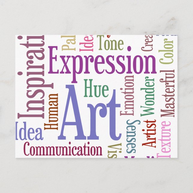 Inspirationswort Kunst des kreativen Künstlers Postkarte (Vorderseite)
