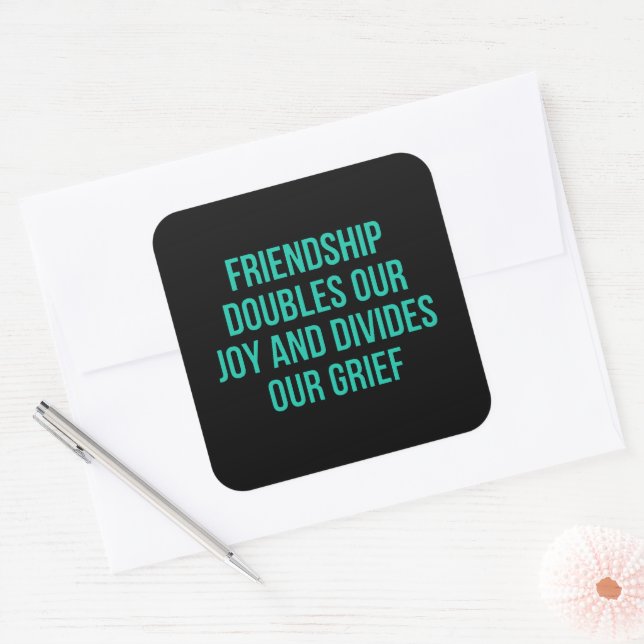 Inspirationsziffer über Freundschaft Quadratischer Aufkleber (Umschlag)